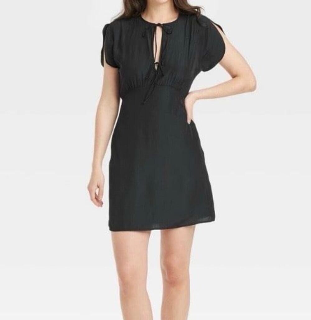 Universal Thread Tie-Front A-Line Dress Black Size XS New With Tag